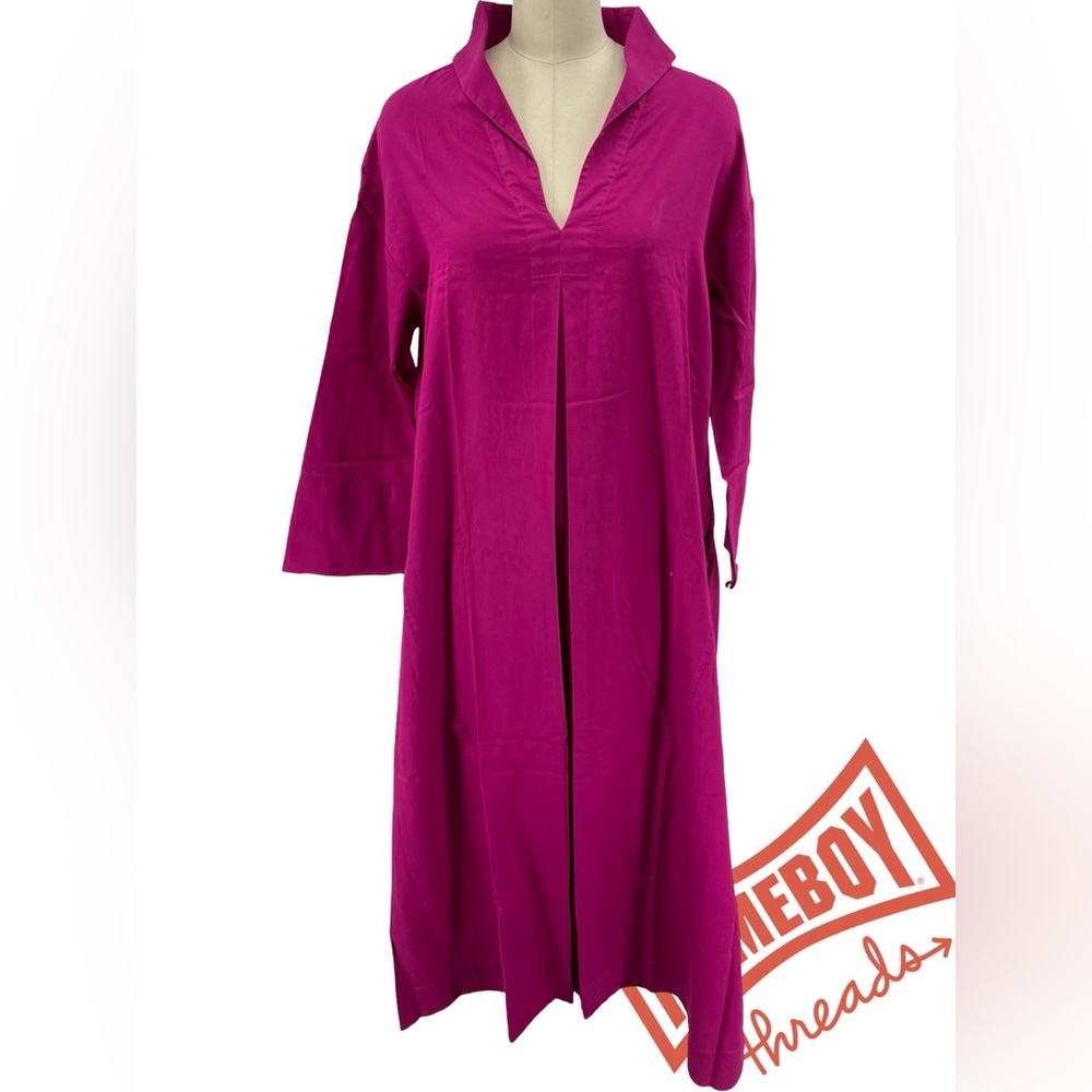 Ocean+Main vibrant pink long sleeve gauze dress